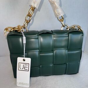 New Urban Expressions Dark Hunter Green Woven Shoulder Women’s Bag Purse-NWT